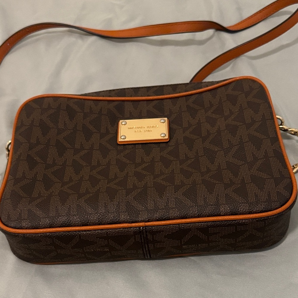 Michael Kors Brown and Tan Messenger Bag